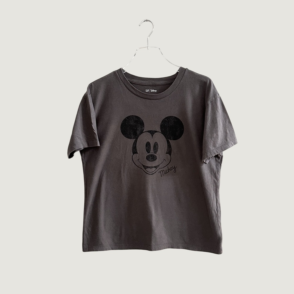 Gap Disney Mickey Mouse Graphic T-Shirt Charcoal Gray Women Medium Short Sleeve